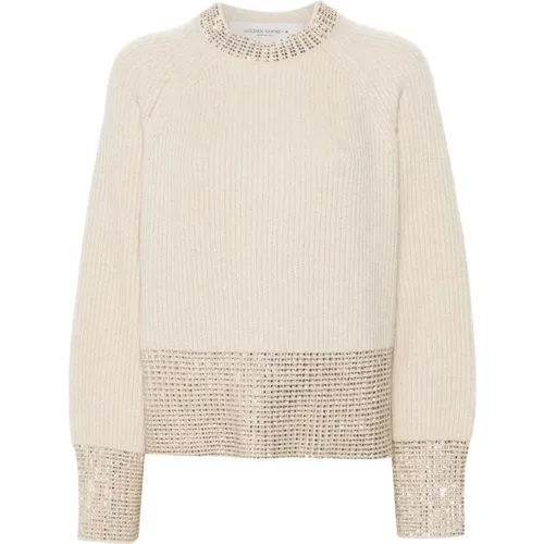 Crystal Embellished Wool Sweater , female, Sizes: M - Golden Goose - Modalova