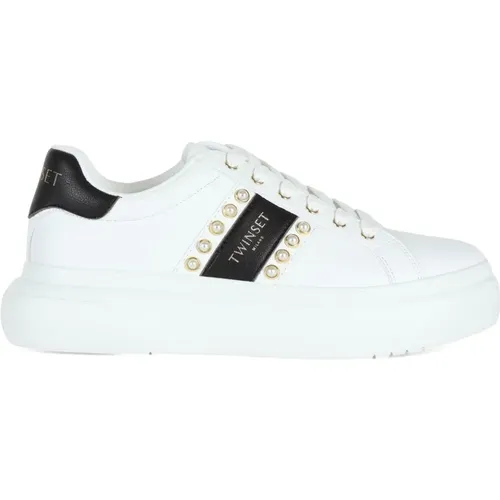 Eco-leather Sneakers with Decorative Details , female, Sizes: 4 UK, 7 UK, 3 UK, 6 UK, 5 UK - Twinset - Modalova