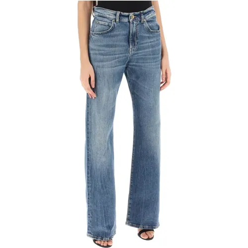 Vintage-gewaschene Jeans mit weitem Bein , Damen, Größe: W26 - pinko - Modalova