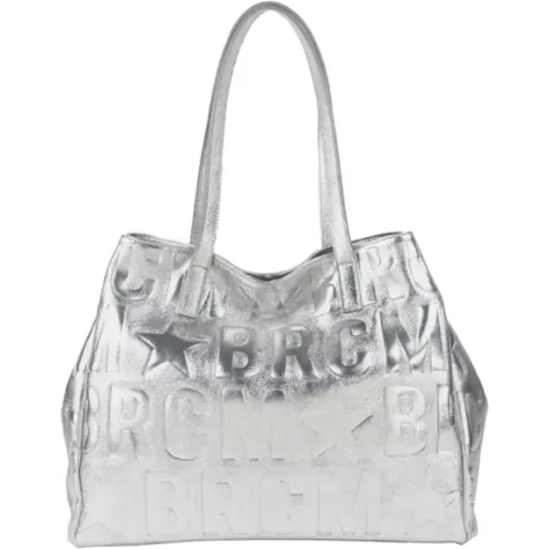 Silberne Shopper-Tasche mit Buchstabenmuster , Damen, Größe: ONE Size - M*Brc - Modalova