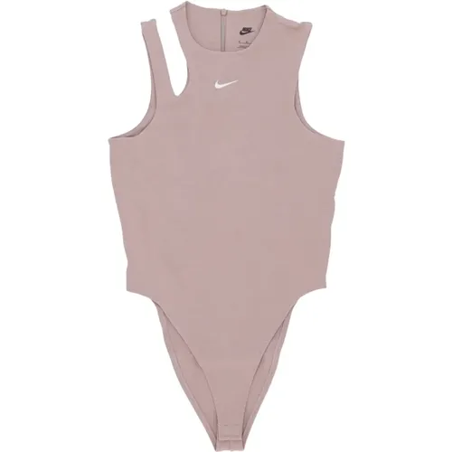 Essential Bodysuit Tank Diffused Taupe/White , female, Sizes: L - Nike - Modalova