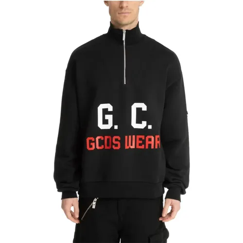 Patterned Zip Sweatshirt with Logo , male, Sizes: S, L - Gcds - Modalova