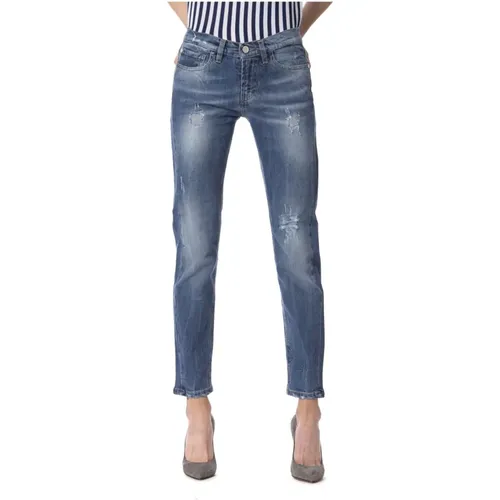 Slim Fit Ripped Jeans mit individuellem Knopf,Kleidung Jeans - Frankie Morello - Modalova