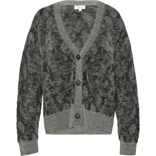 Cardigan mit Animal-Print und Glitzergarn , Damen, Größe: S - s.Oliver - Modalova