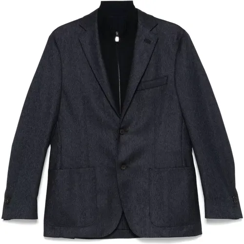 Cotton/Wool Jacket with Zip and Buttons , male, Sizes: L, 2XL, 3XL, 4XL - Corneliani - Modalova