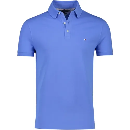 Blaues Slim Fit Polo Shirt , Herren, Größe: M - Tommy Hilfiger - Modalova