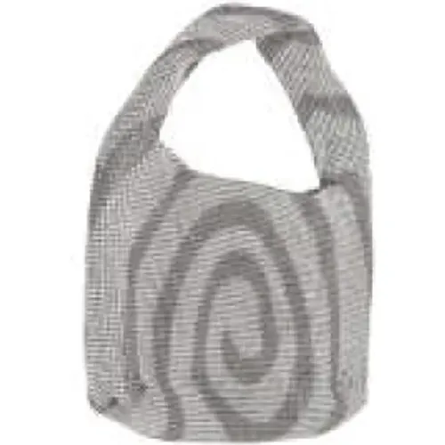 Silver Metallic Knit Handbag with Spiral Crystal Decoration , female, Sizes: ONE SIZE - Kara - Modalova