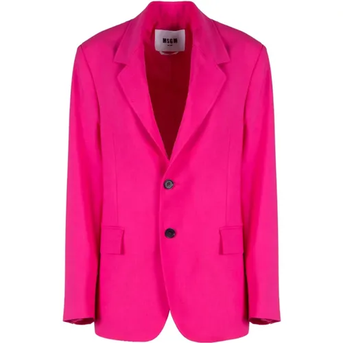 Light Wool 2 Button Jacket , female, Sizes: S - Msgm - Modalova
