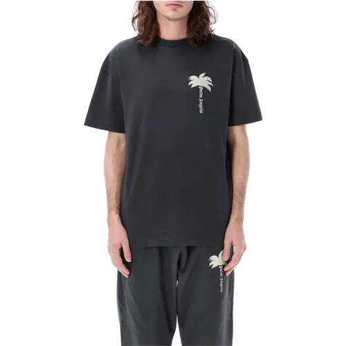 Grey T-Shirt with Palm Tree Print , male, Sizes: XL, M, S, L - Palm Angels - Modalova