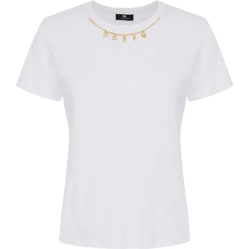 Jersey T-Shirt mit Charms , Damen, Größe: L - Elisabetta Franchi - Modalova