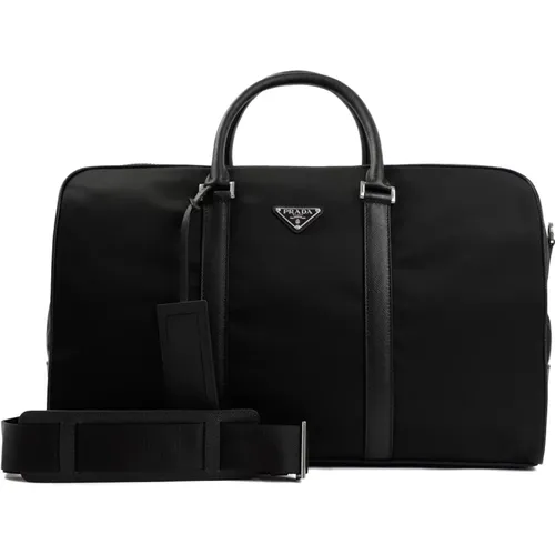 Schwarze Reisetaschen mit Lederdetails - Prada - Modalova