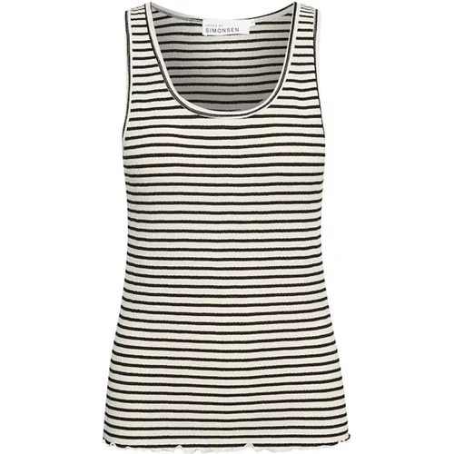 Striped Tank Top Egret/Meteorite Stripe , female, Sizes: 2XL, XL, M, XS, 2XS, S, L - Karen by Simonsen - Modalova