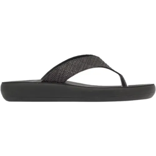 Schwarze Raffia Keilabsatz Flip-Flops , Damen, Größe: 36 EU - Ancient Greek Sandals - Modalova