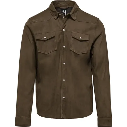 Suede Leather Shirt Jacket , male, Sizes: S, XL, L, M, 2XL - BomBoogie - Modalova