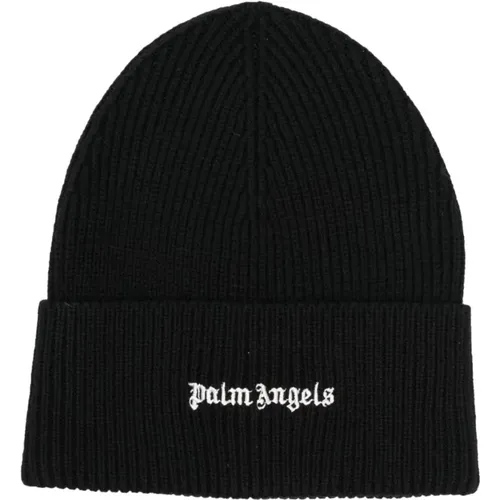 Ribbed Knit Logo Patch Hat , male, Sizes: ONE SIZE - Palm Angels - Modalova