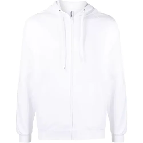 Weiße Sweatshirt mit Reißverschluss Casual Pullover Hoodie , Herren, Größe: L - Moschino - Modalova