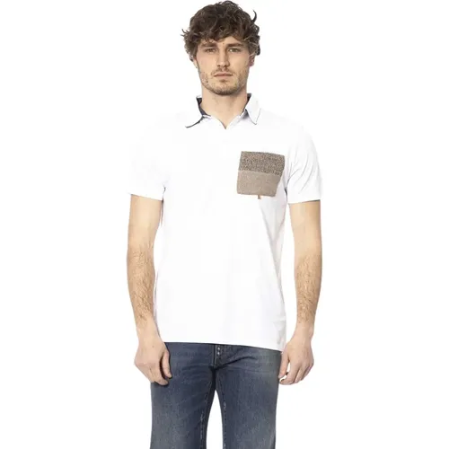 Weißes Baumwoll-Polo-Shirt Kurze Ärmel , Herren, Größe: L - Distretto12 - Modalova