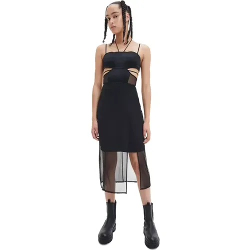 Durchsichtiges Midi-Kleid mit Korsett-Style Oberteil - Calvin Klein - Modalova
