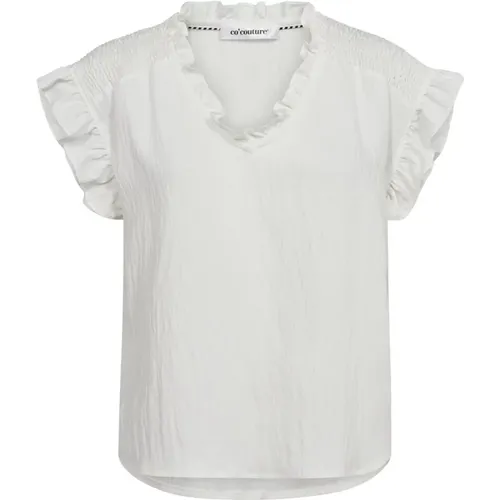 Rüschen Smock Top Bluse Weiß , Damen, Größe: L - Co'Couture - Modalova