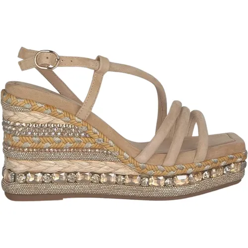 Rhinestone Wedge Sandal Braided Detail , Damen, Größe: 36 EU - Alma en Pena - Modalova