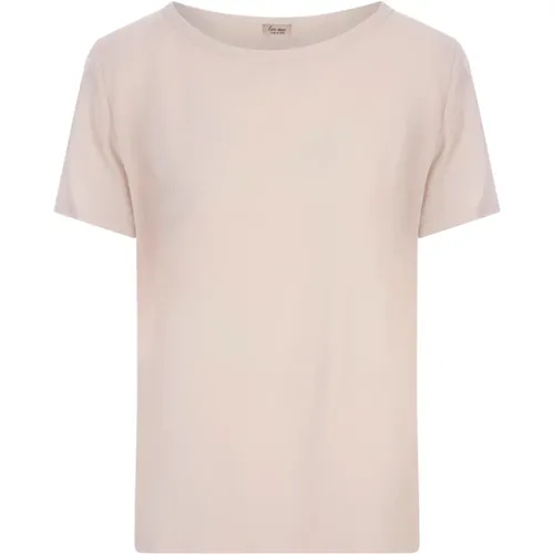 Seiden Braun T-Shirt mit Rundhalsausschnitt , Damen, Größe: L - Her Shirt - Modalova