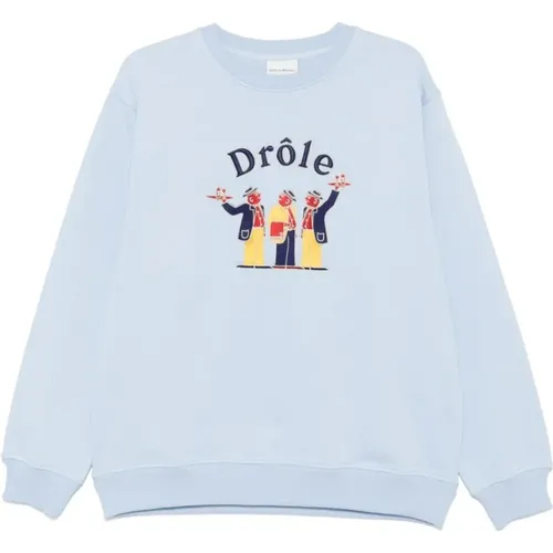 Clear Sweater with Embroidered Motif , male, Sizes: L, M - Drole de Monsieur - Modalova