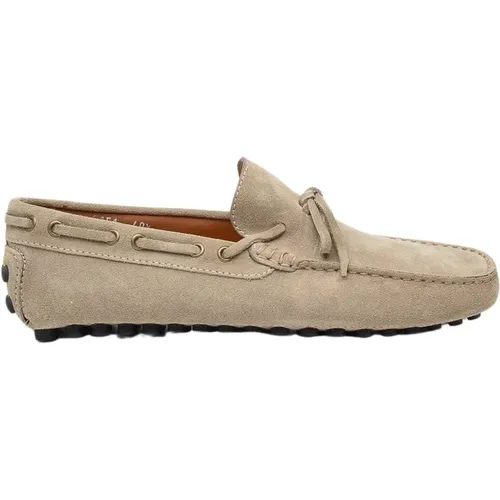 Beiger Wildleder Loafer mit Gommino Sohle , Herren, Größe: 40 EU - Doucal's - Modalova