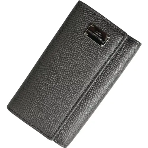 Graues Leder Silber Trifold Schlüsselanhänger,Wallets & Cardholders - Dolce & Gabbana - Modalova