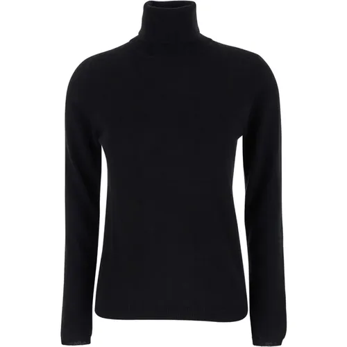 Schwarzer Hoher Hals Pullover , Damen, Größe: L - Plain Units - Modalova