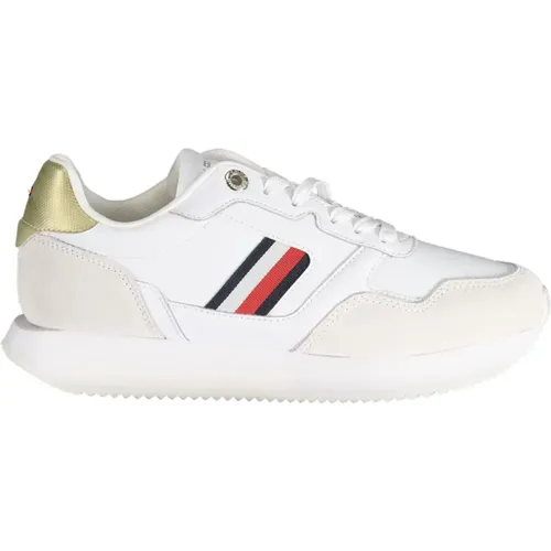 Sportliche Schnürschuhe Weiß Besticktes Logo , Damen, Größe: 41 EU - Tommy Hilfiger - Modalova