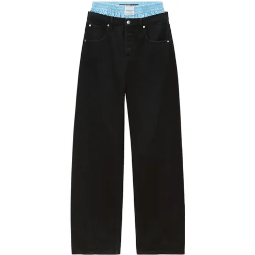 Schwarze Denim Wide Leg Jeans , Damen, Größe: W26 - alexander wang - Modalova