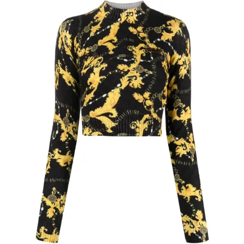 Schwarzer Cropped Chain Couture Pullover - Versace Jeans Couture - Modalova