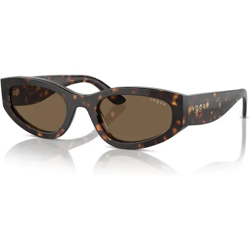 Geometrische Unregelmäßige Sonnenbrille mit Dunkelbraunen Gläsern , Damen, Größe: 54 MM - Vogue - Modalova