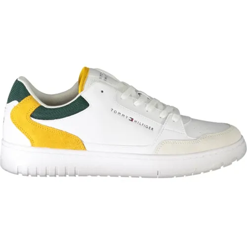 Sporty Lace-Up Sneakers with Green and Mustard Details , male, Sizes: 8 UK, 12 UK, 7 UK, 6 UK, 11 UK, 9 UK, 10 UK - Tommy Hilfiger - Modalova