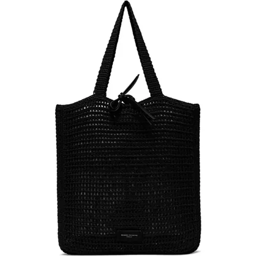 Schwarze Gehäkelte Shopper Tasche mit Abnehmbarer Tasche - Gianni Chiarini - Modalova
