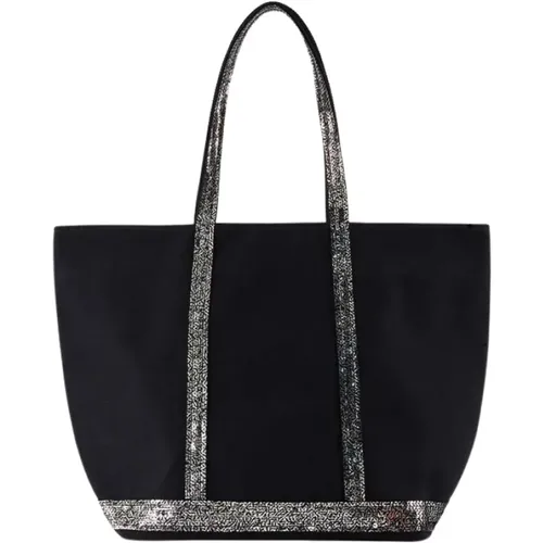 Schwarze Baumwoll Shopper Tasche mit Pailletten - Vanessa Bruno - Modalova