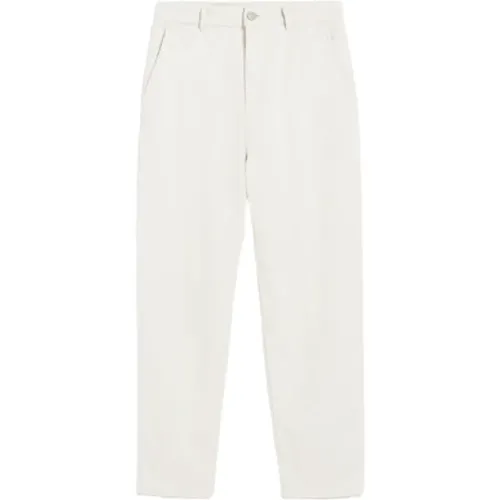 Carrot Fit Cotton Trousers Double Stitching , female, Sizes: 2XS - Max Mara Studio - Modalova