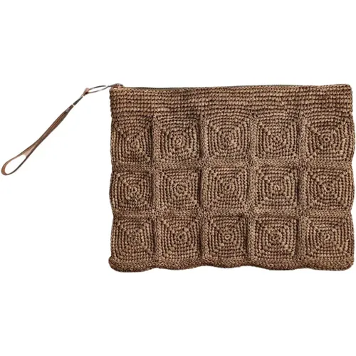 Raphia Gehäkelte Clutch , Damen, Größe: ONE Size - Ibeliv - Modalova