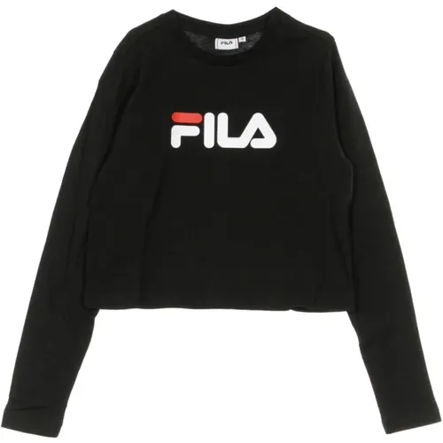 Schwarzes Cropped T-Shirt für Damen , Damen, Größe: M - Fila - Modalova