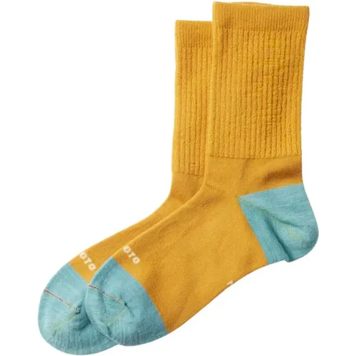 Merino Wolle Hybrid Crew Socken Gelb , Herren, Größe: L - RoToTo - Modalova
