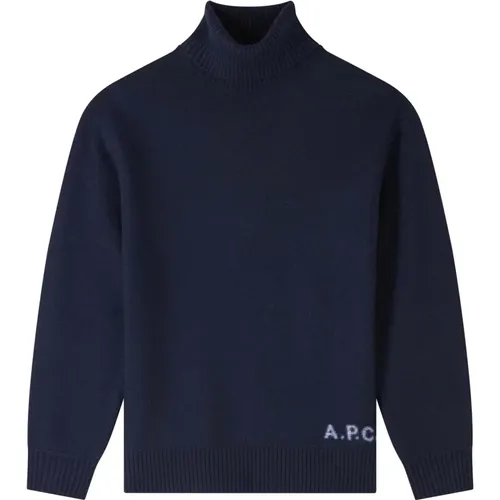 Blauer Pullover Unisex Polo Stil , Damen, Größe: M - A.P.C. - Modalova