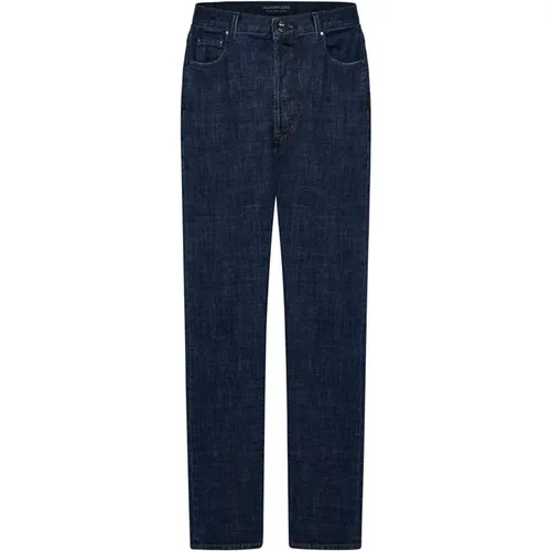 Dunkelblaue Stretch-Baumwoll-Denim-Jeans , Herren, Größe: W30 - Hand Picked - Modalova