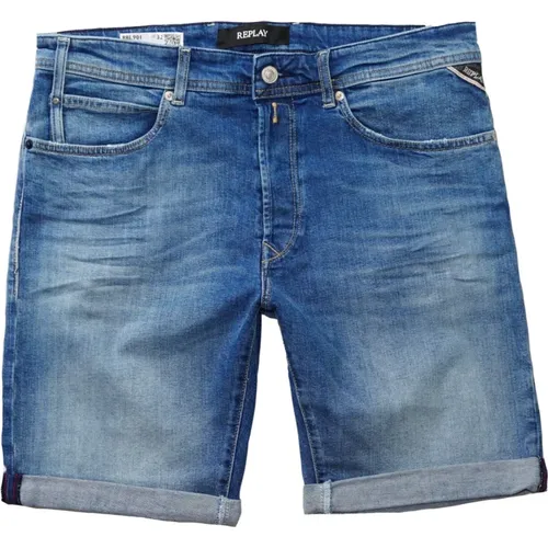 Jeansshorts Tapered Fit mit Button-Fly - Replay - Modalova