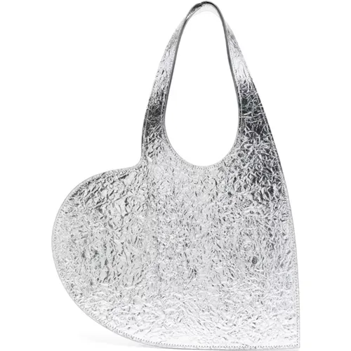 Silver Metallic Heart Mini Bag , female, Sizes: ONE SIZE - Coperni - Modalova