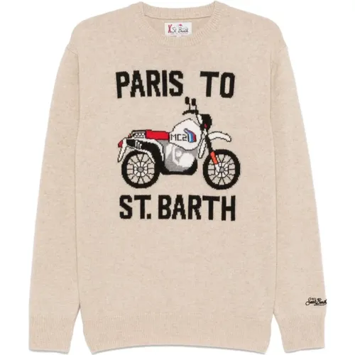 Beiger Wollpullover mit Motorrad-Design - MC2 Saint Barth - Modalova