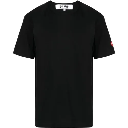 Logo Patch Baumwoll T-Shirt , Herren, Größe: M - Comme des Garçons Play - Modalova