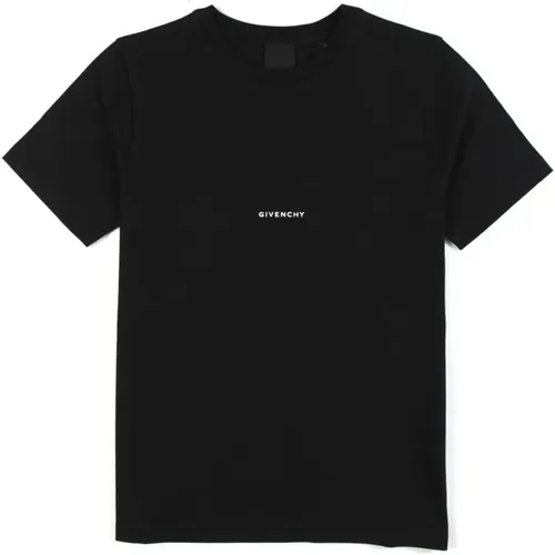Schwarzes T-Shirt mit weißen Mini-Logos für Mädchen und Teenager - Givenchy - Modalova