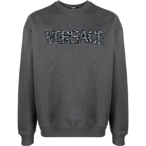 Bestickter Sweatshirt , Herren, Größe: S - Versace - Modalova