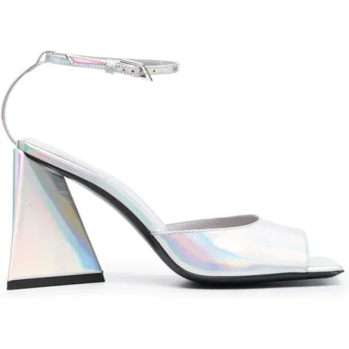 Silver Holographic High Heel Sandals , female, Sizes: 4 UK, 5 UK, 6 1/2 UK, 3 UK, 4 1/2 UK, 5 1/2 UK, 6 UK, 8 UK, 3 1/2 UK, 7 UK - The Attico - Modalova