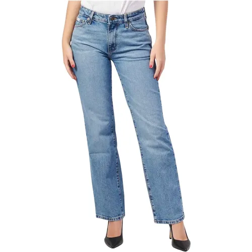 Blaue Straight Leg Denim Jeans , Damen, Größe: W26 - Guess - Modalova